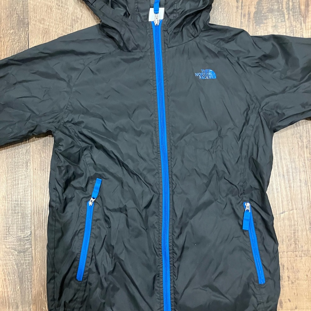 Boys The North Face Black Windbreaker with Blue Detail